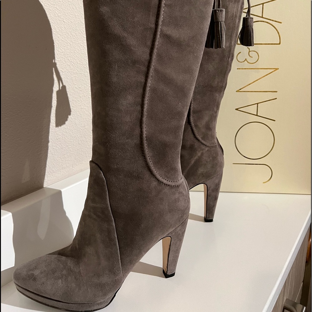 Joan & David Gray Suede Boots, Size 7.5